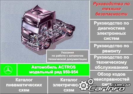 ремонт Mercedes-Benz Actros 950-954, Техническая документация Mercedes Actros, эксплуатация Actros 950-954